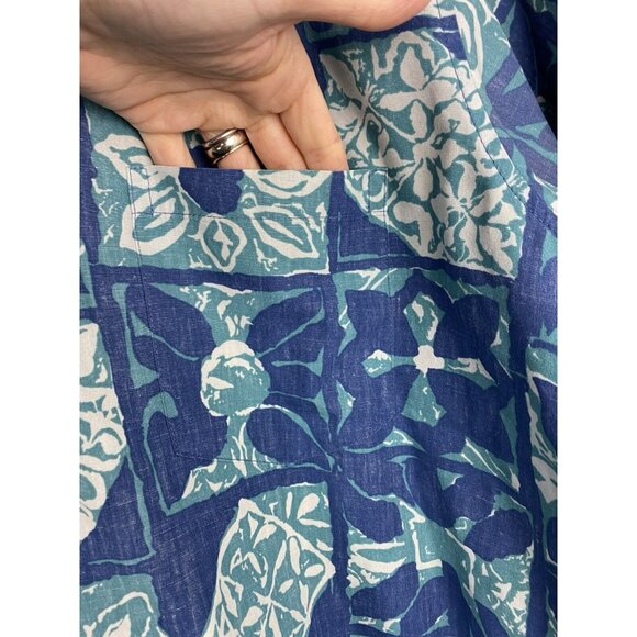 Reyn Spooner Alfred Shaheen Hawaiian Shirt Men Size Large L Floral Blue Collared - Picture 4 of 11